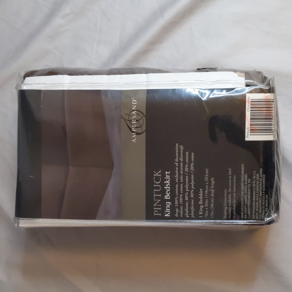 Ampersand Pintuck King Bedskirt Chocolate